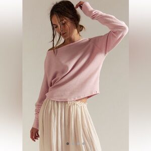 Free People We the Free Jess Long Sleeve-pink Heather-L-NWT